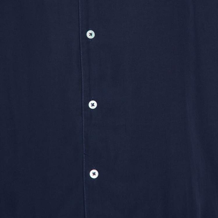 Pre Owned Jacquemus Navy Blue Poplin Etienne Camp Collar Shirt M