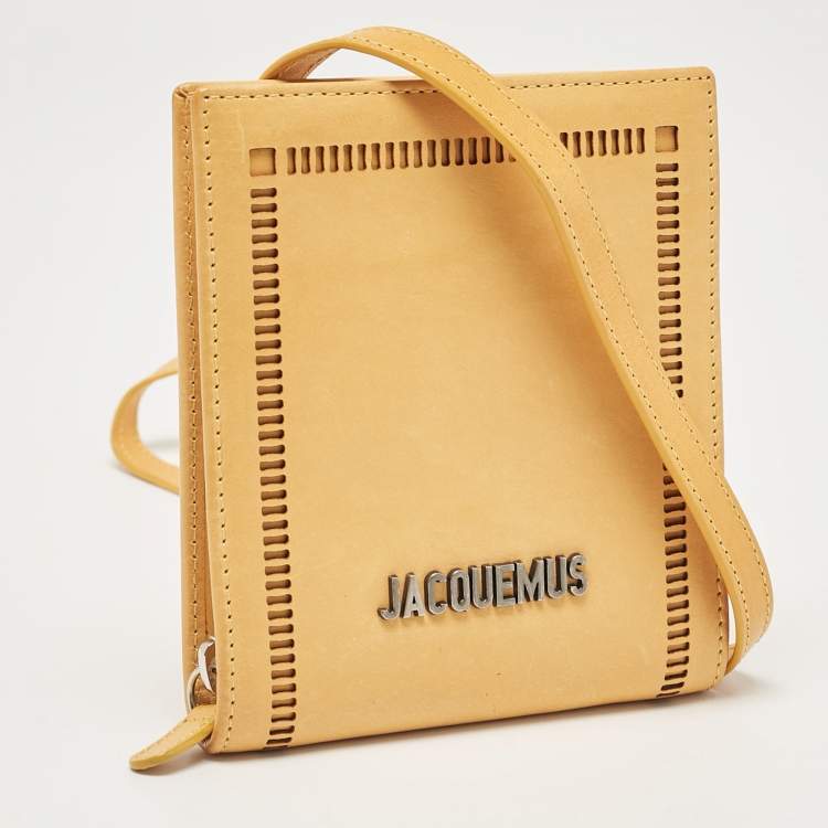Pre Owned Jacquemus Mustard Leather Le Gadjo Strap Wallet