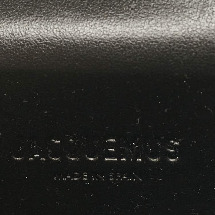 Pre Owned Jacquemus Black Leather Le Porte Azur Wallet Crossbody Bag