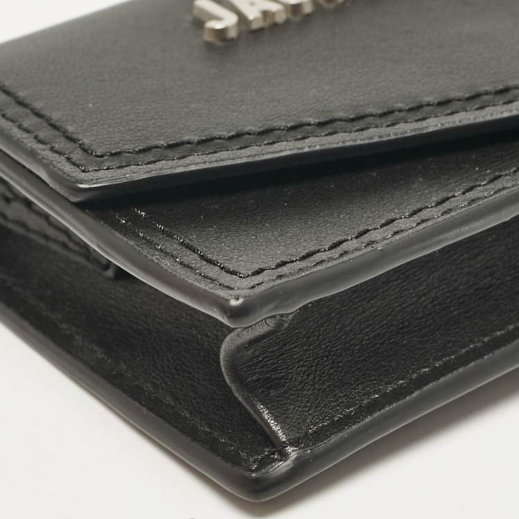 Pre Owned Jacquemus Black Leather Le Porte Azur Wallet Crossbody Bag