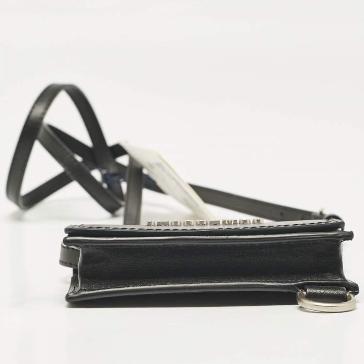 Pre Owned Jacquemus Black Leather Le Porte Azur Wallet Crossbody Bag