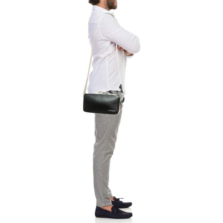 Pre Owned Jacquemus Black Leather Horizontal Le Cuerda Messenger Bag
