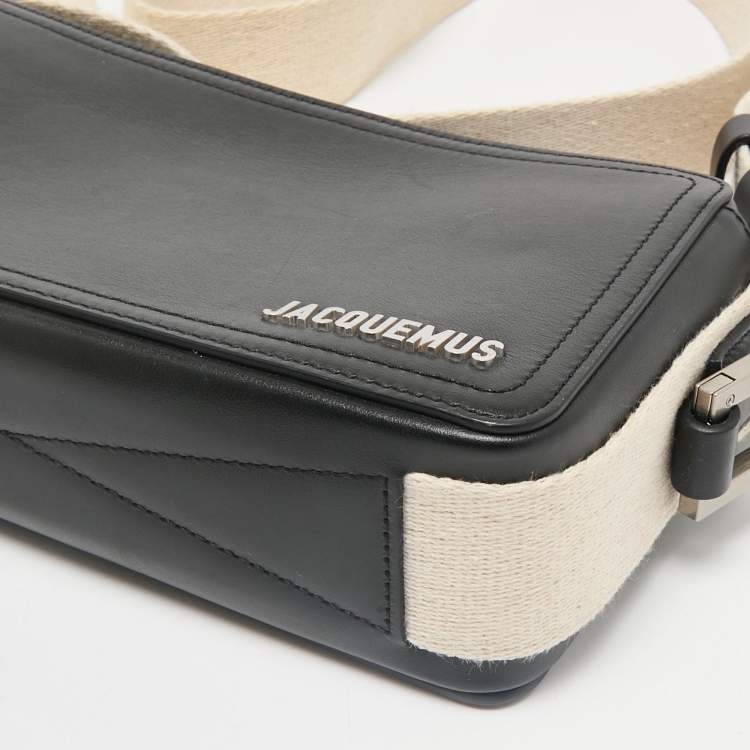 Pre Owned Jacquemus Black Leather Horizontal Le Cuerda Messenger Bag