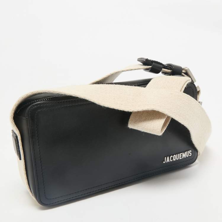 Pre Owned Jacquemus Black Leather Horizontal Le Cuerda Messenger Bag