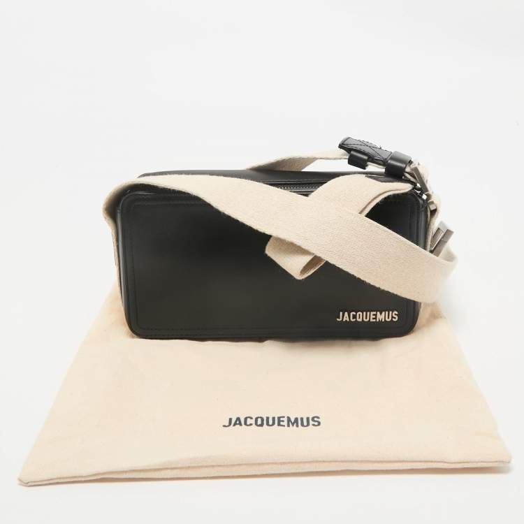 Pre Owned Jacquemus Black Leather Horizontal Le Cuerda Messenger Bag