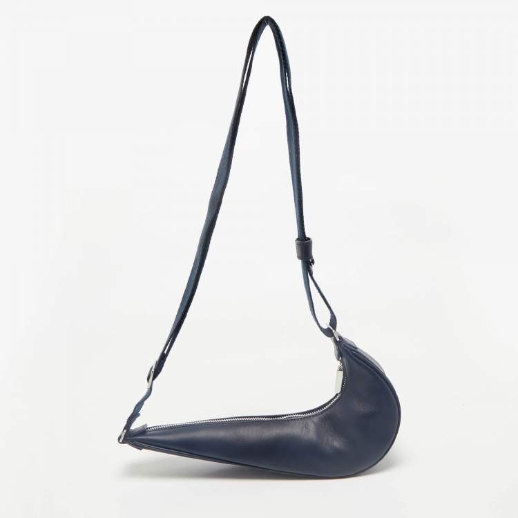 Pre Owned Jacquemus X Nike Navy Blue Leather The Swoosh Bag