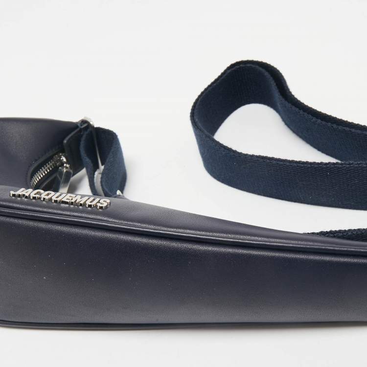 Pre Owned Jacquemus X Nike Navy Blue Leather The Swoosh Bag