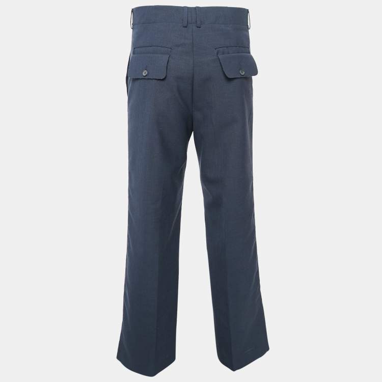 Pre Owned Jacquemus Navy Blue Wool Straight Leg Le Meunier Trousers M