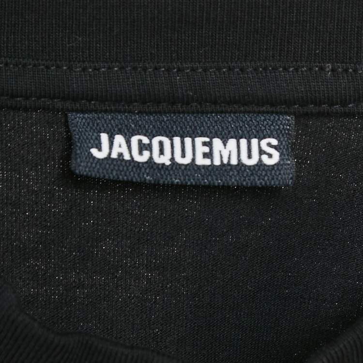 Pre Owned Jacquemus Black Velcro Pocket and Sleeve Detail Cotton Jersey T-Shirt S
