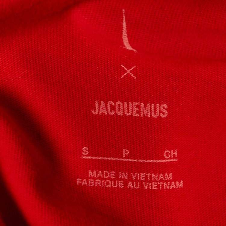 Pre Owned Jacquemus x Nike Red Logo Embossed Crew-Neck Oversized T-Shirt S