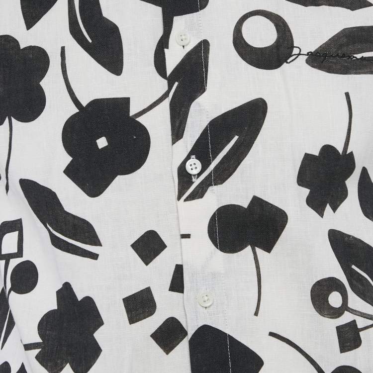 Pre Owned Jacquemus Black/White Floral Print Linen La Chemise Simon Shirt XS