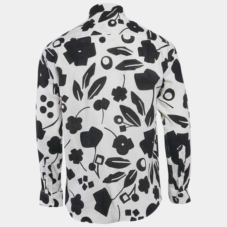 Pre Owned Jacquemus Black/White Floral Print Linen La Chemise Simon Shirt XS