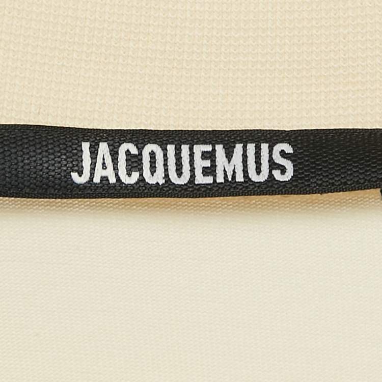 Pre Owned Jacquemus Cream Logo Print Cotton Raglan Sleeve T-Shirt L