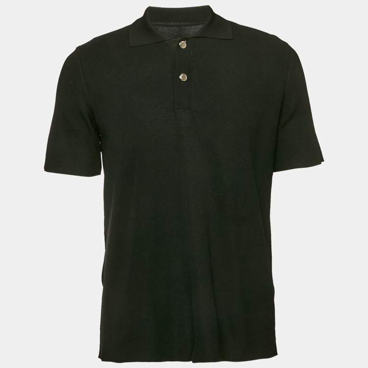 Pre Owned Jacquemus Black Knit Logo Detail Polo T-Shirt XS