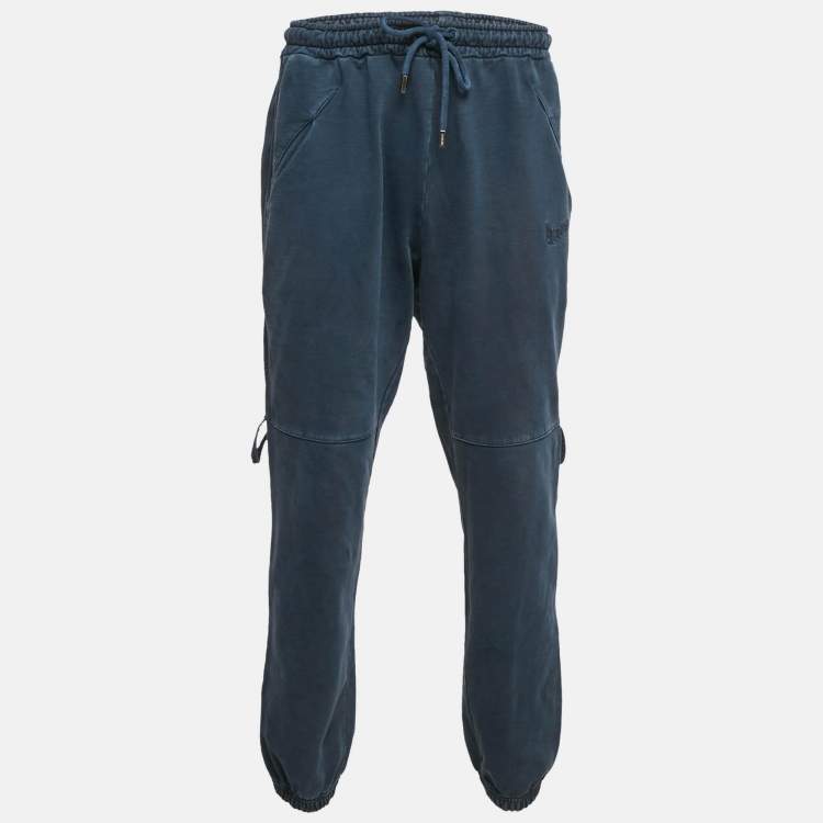 مملوكة مسبقًا Jacquemus Navy Blue Logo Embroidered Cotton Knit Trackpants L