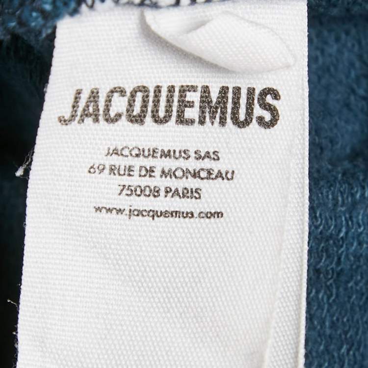 مملوكة مسبقًا Jacquemus Navy Blue Logo Embroidered Cotton Knit Trackpants L