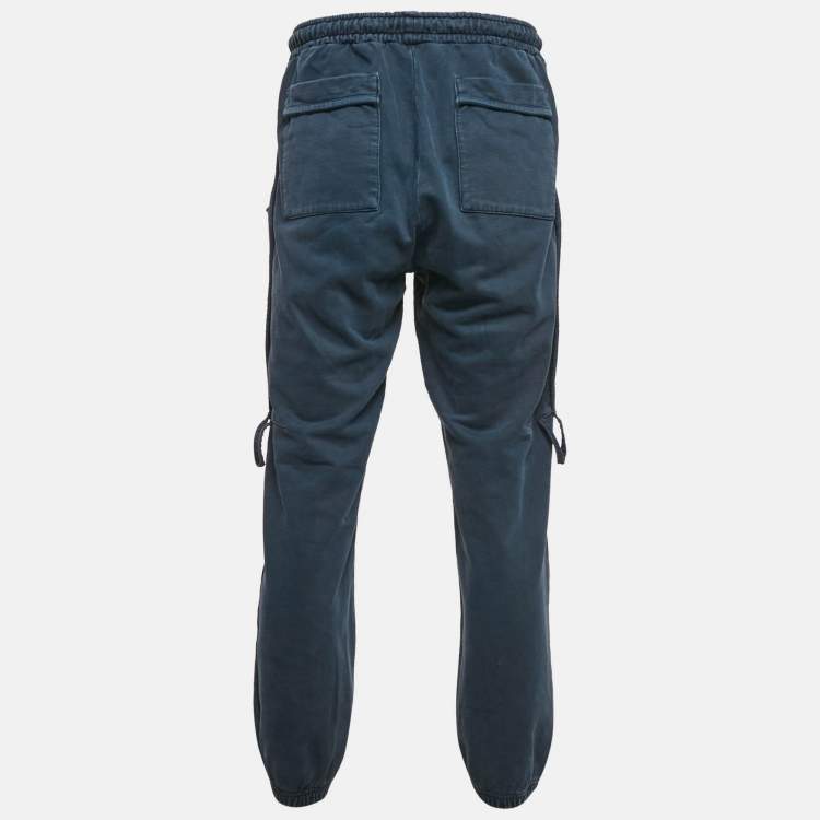 مملوكة مسبقًا Jacquemus Navy Blue Logo Embroidered Cotton Knit Trackpants L