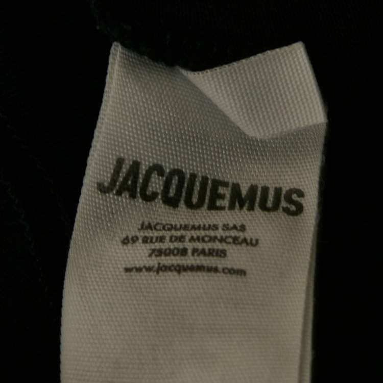 Pre Owned Jacquemus Navy Blue Logo Print Cotton Crew Neck T-Shirt L