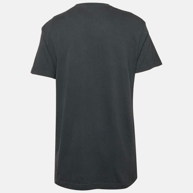 Pre Owned Jacquemus Navy Blue Logo Print Cotton Crew Neck T-Shirt L