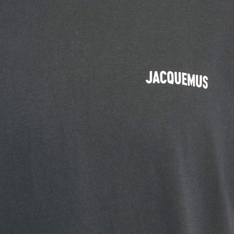 Pre Owned Jacquemus Navy Blue Logo Print Cotton Crew Neck T-Shirt L
