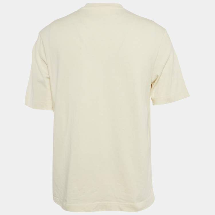 Pre Owned Jacquemus Off-White Cotton Banana Patch Detail Crew Neck T-Shirt XS