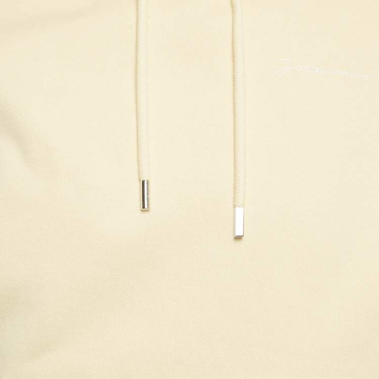 Pre Owned Jacquemus Cream Logo Embroidery Cotton Hooded Sweatshirt S