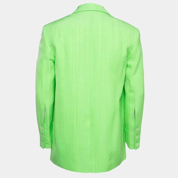 Pre Owned Jacquemus Neon Green Silk Blend La Veste Blazer S