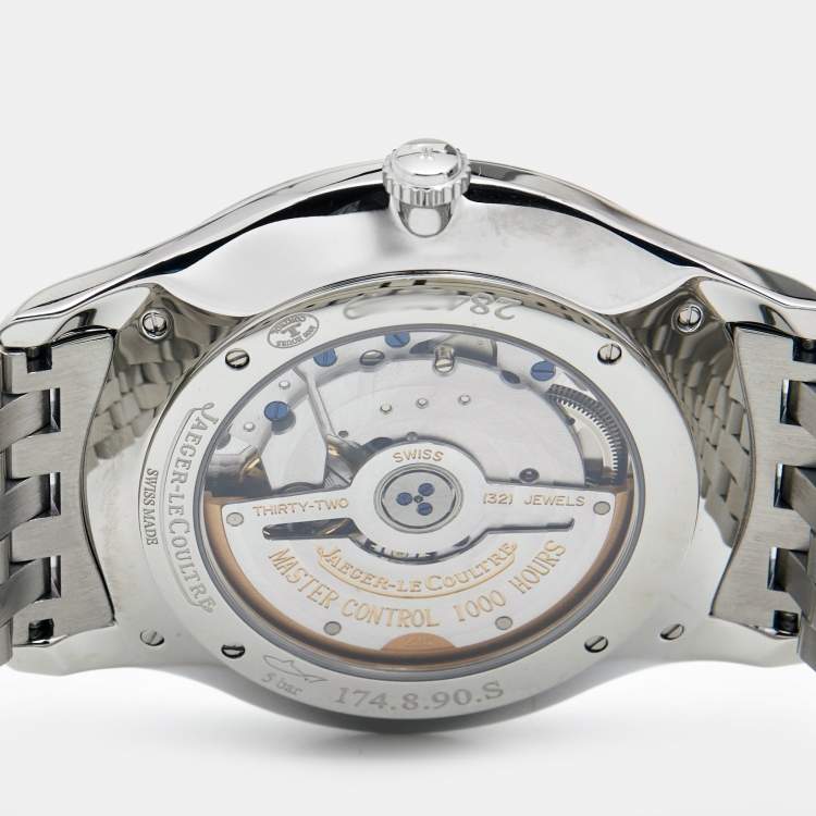 Pre Owned Jaeger LeCoultre Silver Stainless Steel Master Grande Ultra Thin 174.8.90.S Men's Wristwatch 40 mm