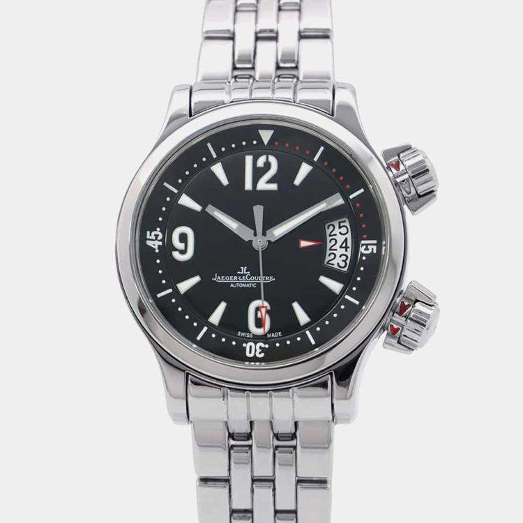 Pre Owned Jaeger LeCoultre Black Stainless Steel Master Compressor Q1728170 Automatic Men's Wristwatch 37 mm