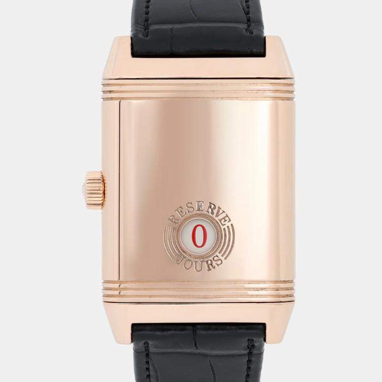 Pre Owned Jaeger LeCoultre Reverso 240.214 Manual Winding Silver Dial 18K Rose Gold Men's Wristwatch 29 mm