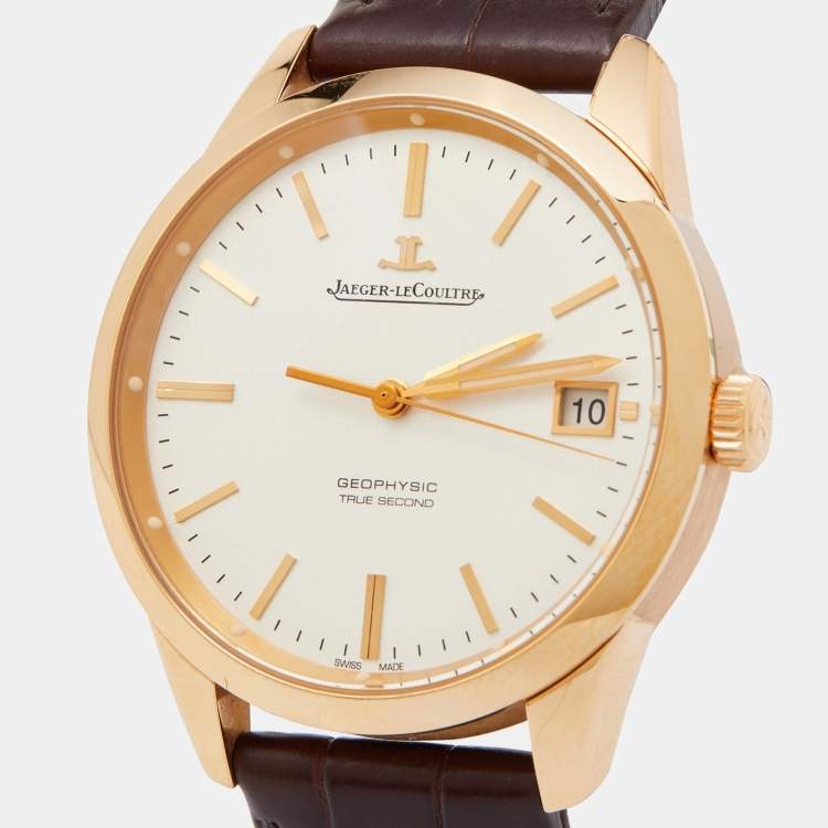 Jaeger LeCoultre Silver 18K Rose Gold Alligator Leather Geophysic