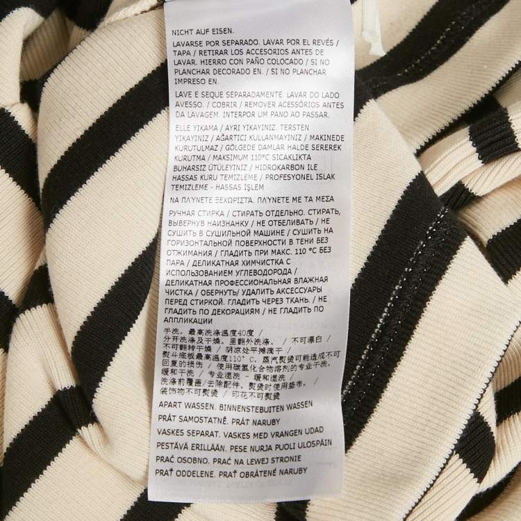 Pre Owned Jil Sander Beige/Black Striped Rib Knit Crew Neck T-Shirt M