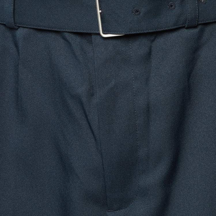 مملوكة مسبقًا Jil Sander Teal Green Gabardine Belted Shorts M