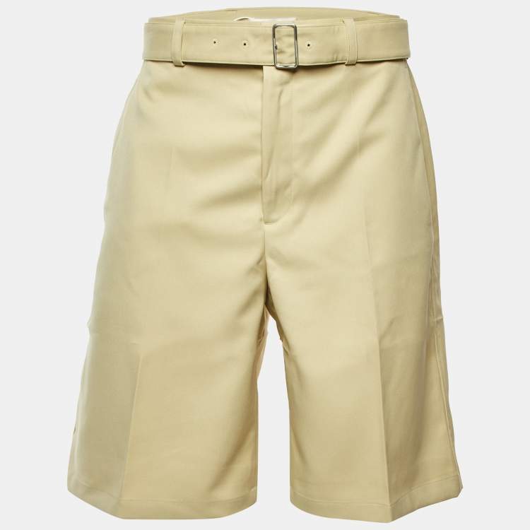 Pre Owned Jil Sander Beige Gabardine Wide Leg Belted Shorts M