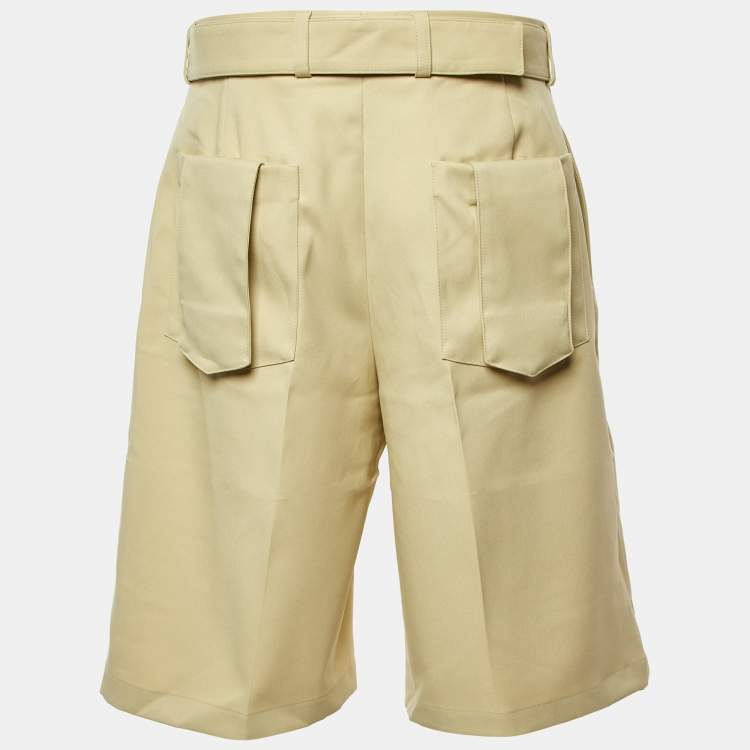 Pre Owned Jil Sander Beige Gabardine Wide Leg Belted Shorts M