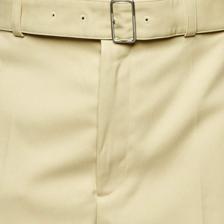 Pre Owned Jil Sander Beige Gabardine Wide Leg Belted Shorts M
