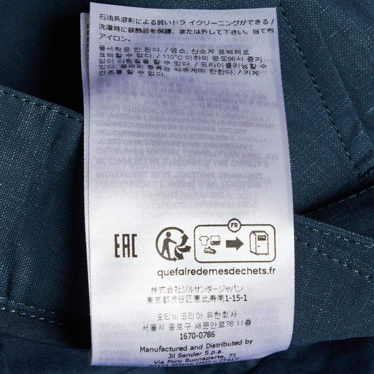 Pre Owned Jil Sander Marine Blue Coated Linen Wide Leg Belted Shorts M