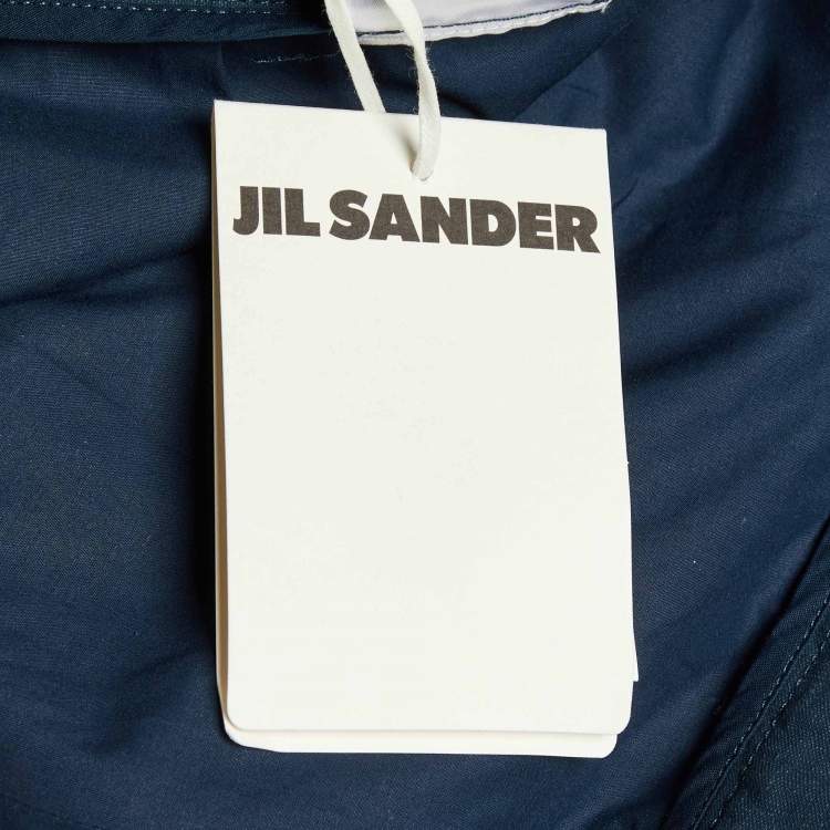 Pre Owned Jil Sander Marine Blue Coated Linen Wide Leg Belted Shorts M