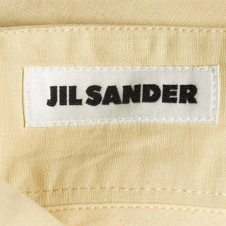 مملوكة مسبقًا Jil Sander Light Yellow Coated Linen Wide Leg Belted Shorts M