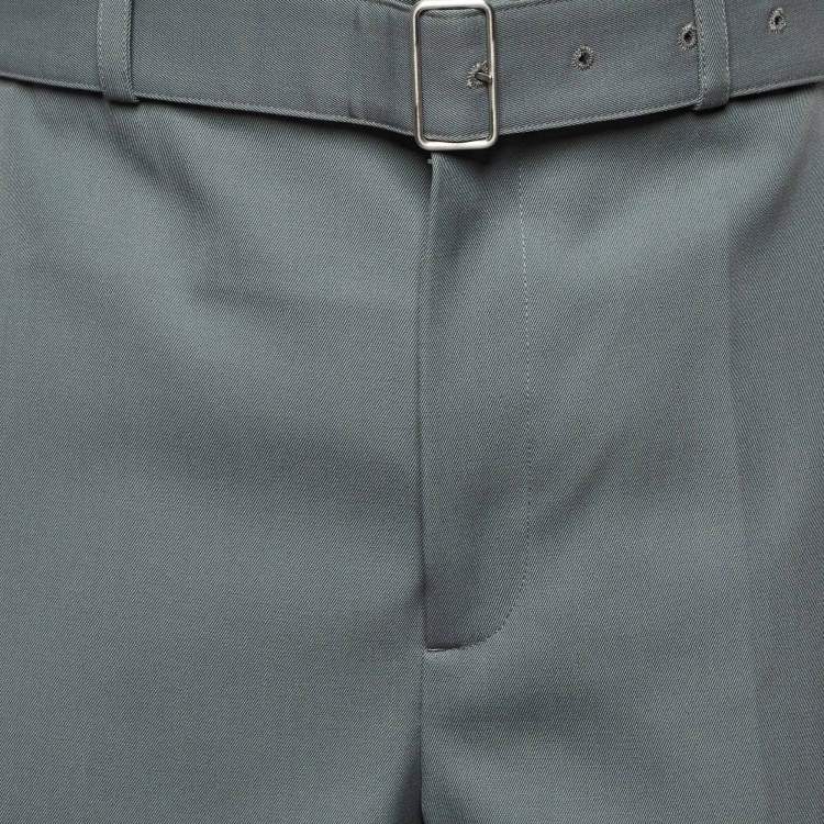 مملوكة مسبقًا Jil Sander Celadon Green Wool Wide Leg Belted Shorts M