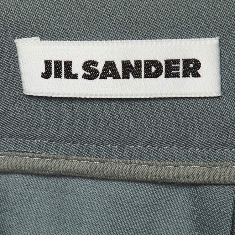 مملوكة مسبقًا Jil Sander Celadon Green Wool Wide Leg Belted Shorts M