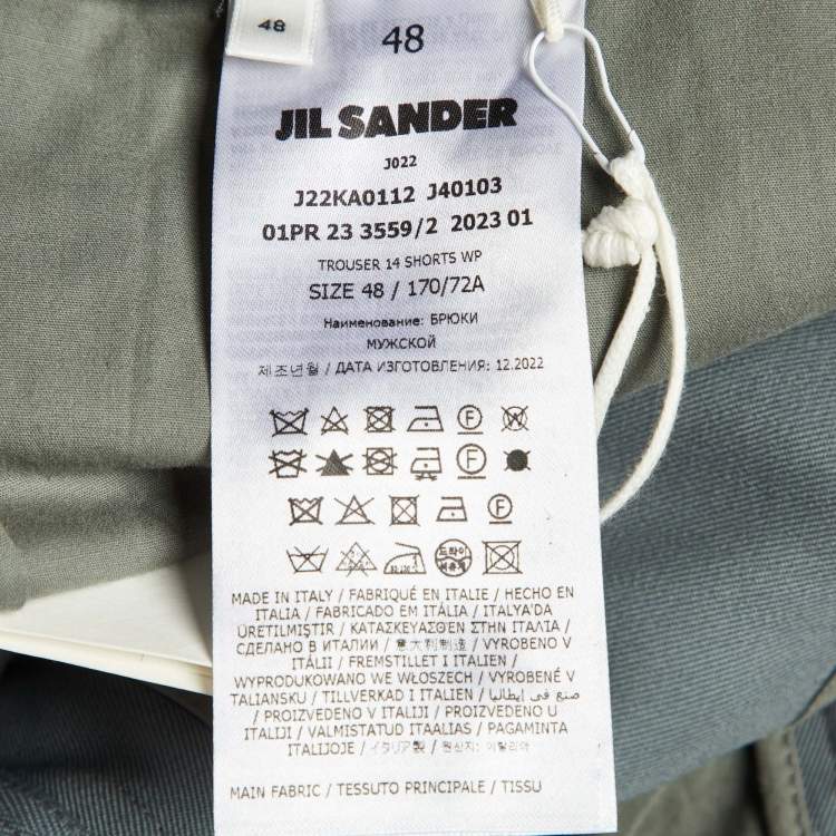 مملوكة مسبقًا Jil Sander Celadon Green Wool Wide Leg Belted Shorts M