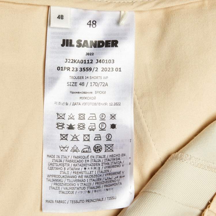 Pre Owned Jil Sander Cream Wool Belted Shorts M/Waist 34"