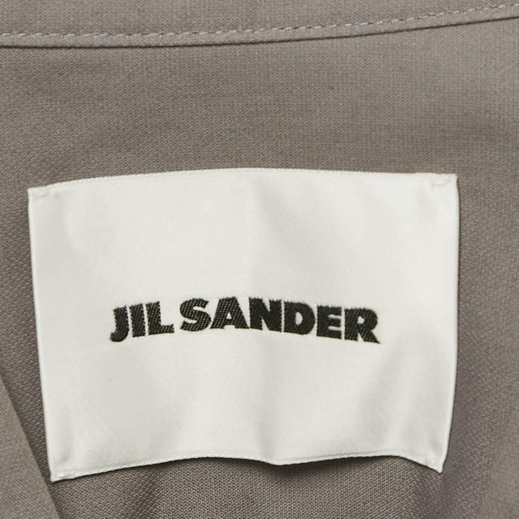 Pre Owned Jil Sander Grey Cotton Kimono Collar Shirt L