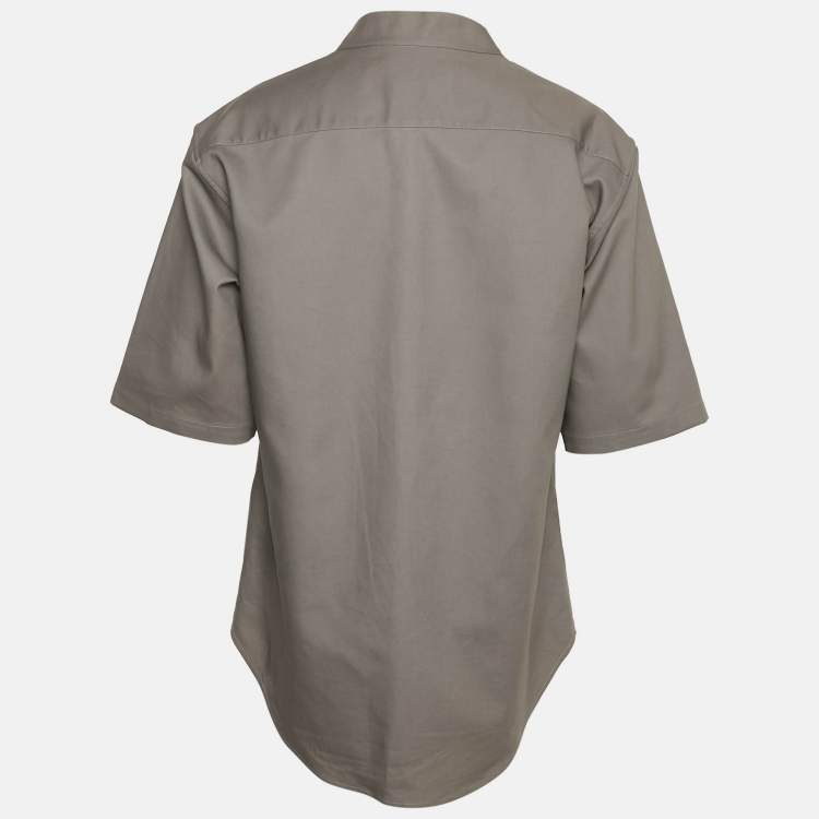 Pre Owned Jil Sander Grey Cotton Kimono Collar Shirt L