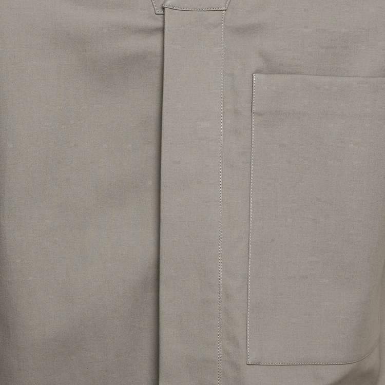 Pre Owned Jil Sander Grey Cotton Kimono Collar Shirt L