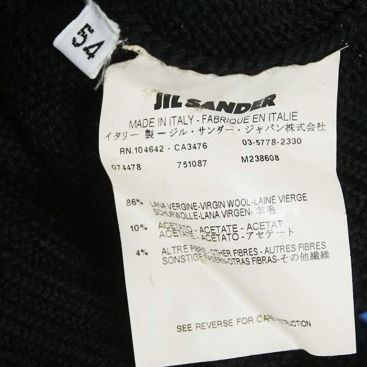 Pre Owned Jil Sander Black Rib Knit V-Neck Sweater XXL