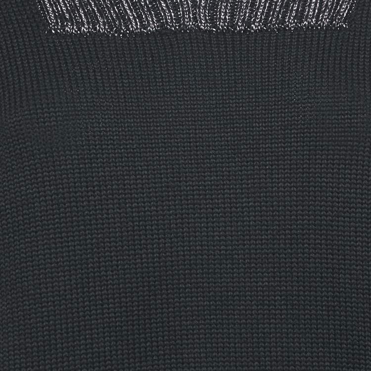 Pre Owned Jil Sander Black Rib Knit V-Neck Sweater XXL