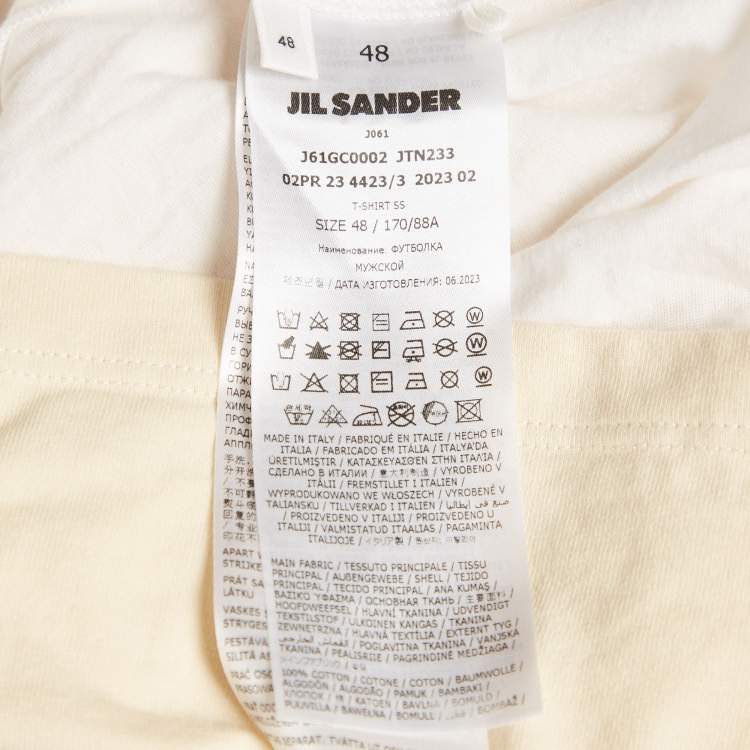 Pre Owned Jil Sander Yellow Printed Jersey Layered T-Shirt M