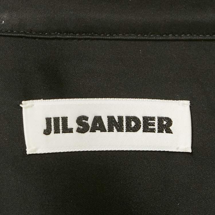 Pre Owned Jil Sander Black Satin Button Front Half Sleeve Shirt XL